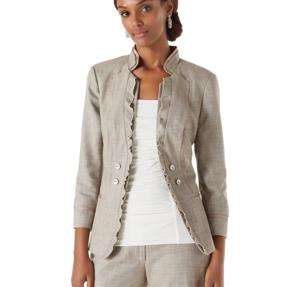 White House Black Market Jackets & Blazers - NWT WHBM Ruffle Blazer 4 Button Jacket Womens 14